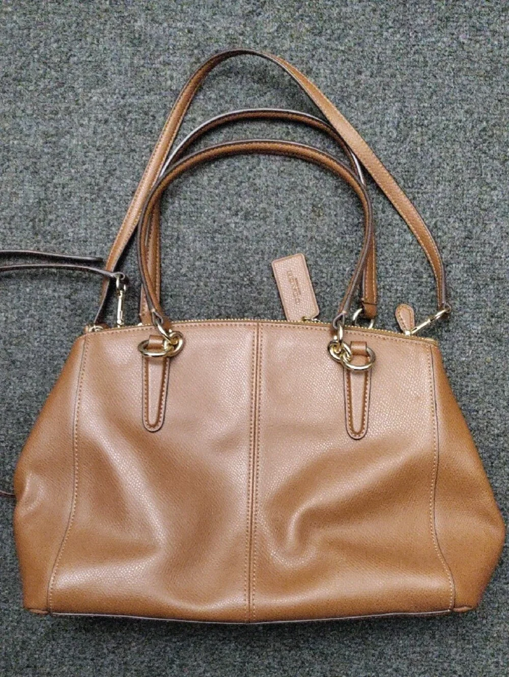Coach Christie Carryall Cognac Leather Satchel/Crossbody Bag #36637_11